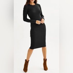 Women's Nine West Long Sleeve Crewneck Midi Sweater Dress